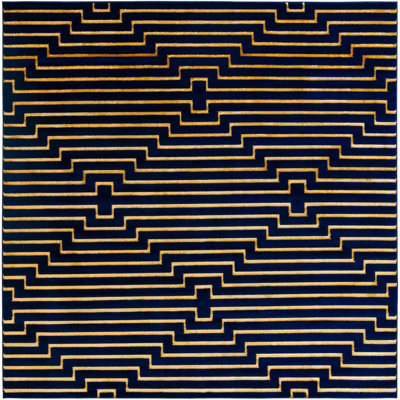 Tapis contemporain bleu marine et doré Omotayo
