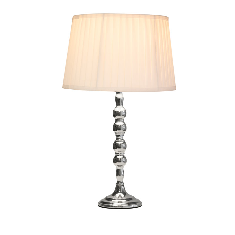 Waukena 50cm Candlestick Table Lamp, 50cm H x 30cm W x 30cm D, Silver, Ivory/White