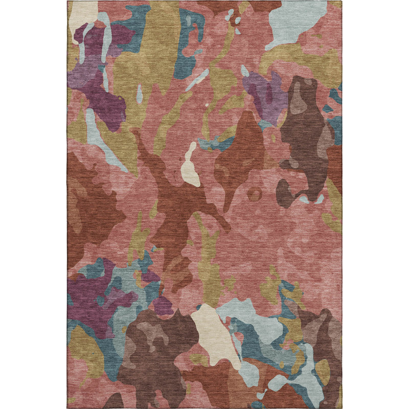 Tapis moderne lavable à la machine de qualité supérieure Mayfield AMF2161, Pink, Rectangulaire 3 pi x 5 pi