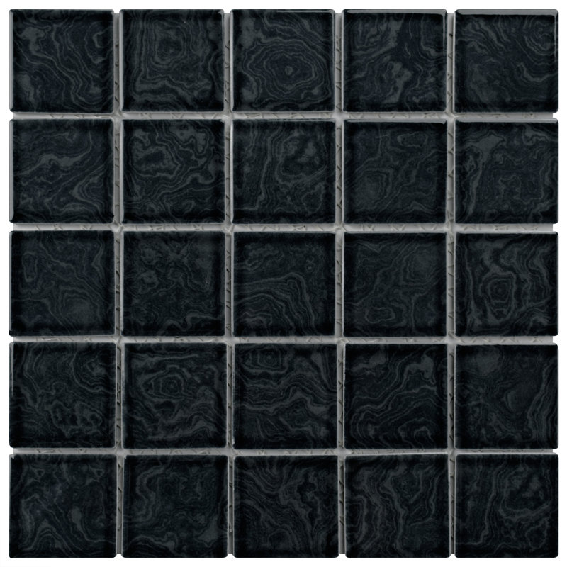 Resort 12 " x 12 " Porcelain Mosaic Floor & Wall Tile, Black
