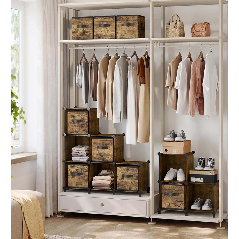 Cube Storage Organizer With Storage Boxes, Set Of 9-Cube Organizer, 9 Collapsible Non-Woven Fabric Bins, Customizable, Space-Saving, Bedroom