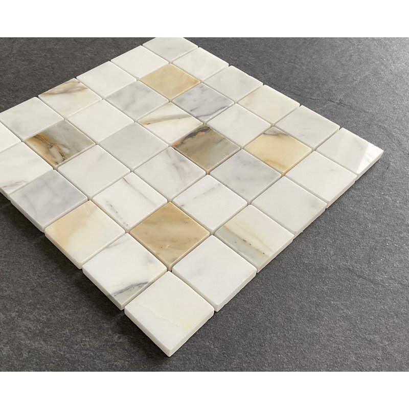 2" x 2" Grid Marble Mosaic Wall & Floor Tile, Calacatta