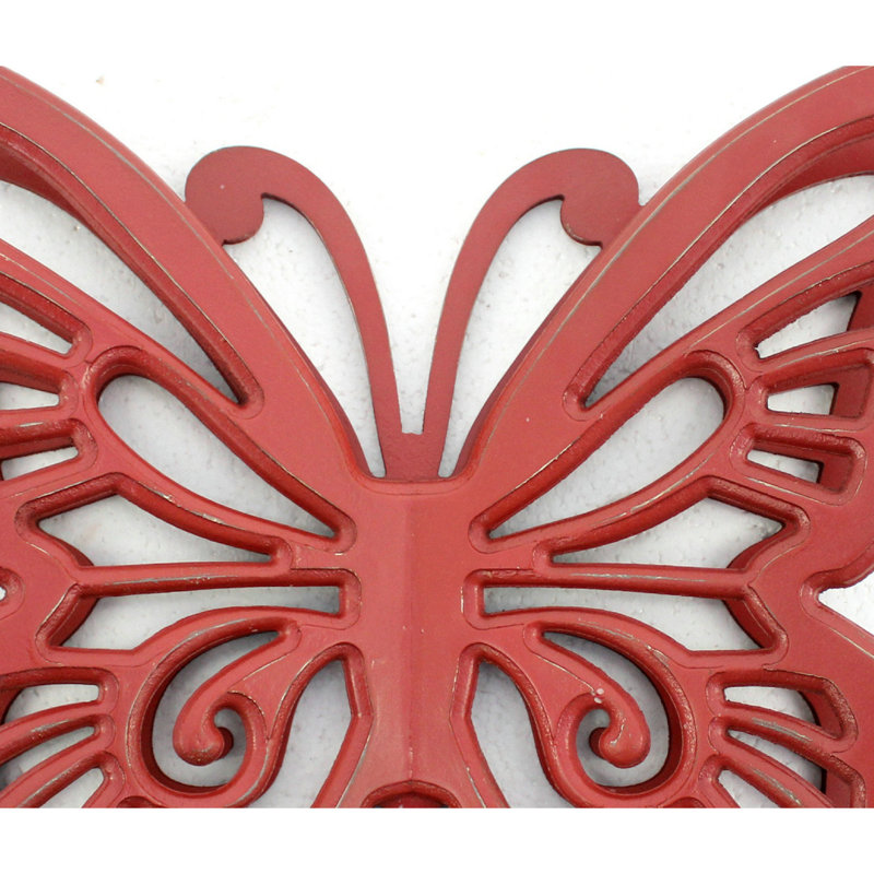 Plaque murale en bois avec découpes, rouge, Rouge