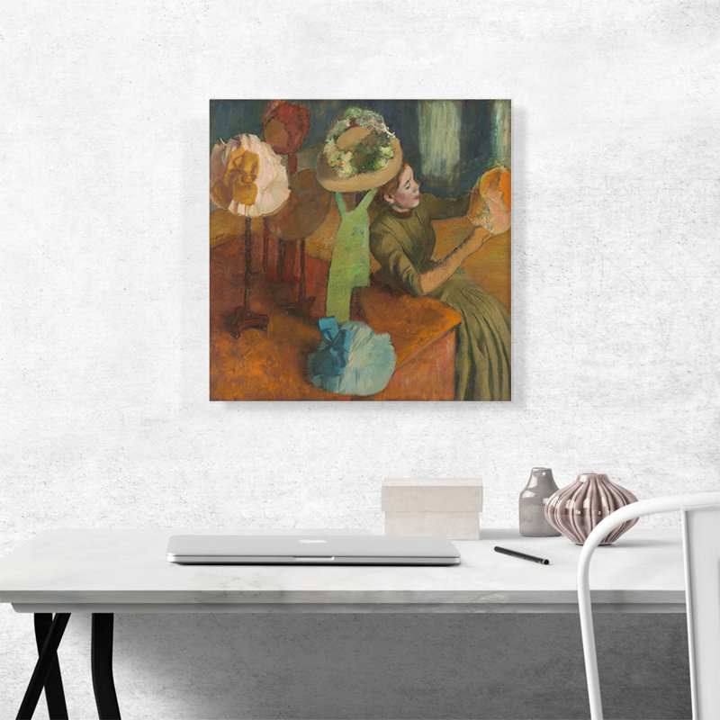 The Millineries Shop 1886 par Edgar Degas - peinture sur toile tendue, H 18 po x l 18 po x P 0,75 po