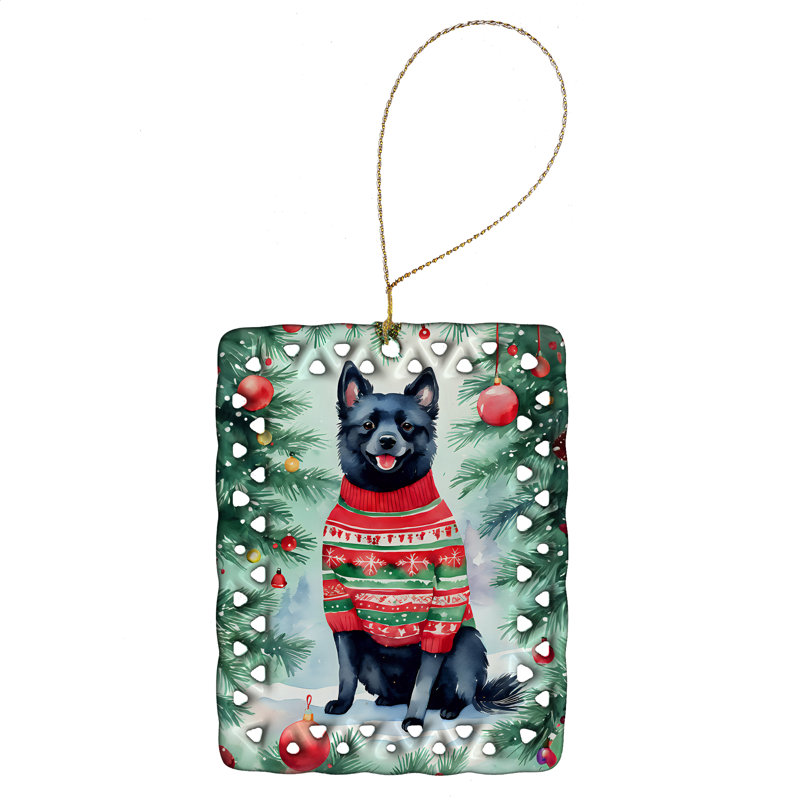 Ornement en porcelaine de Noël Schipperke, Schipperke 3624