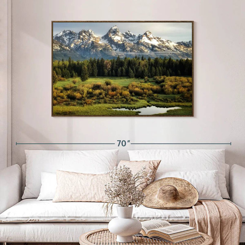 Grand Teton Beauty, 46 po x 31 po, Cadre flottant noyer