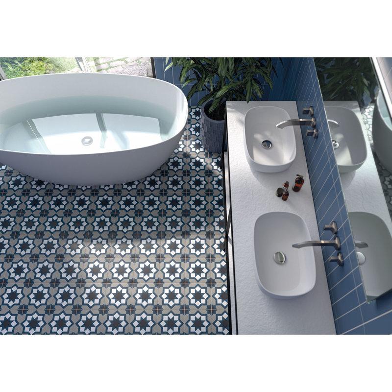 Monbleu Vanoje 8-in. Patterned Look Matte Porcelain Floor & Wall Tile