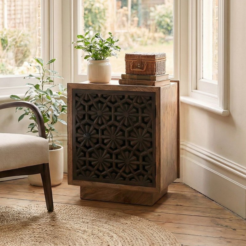 Solid Wood Block End Table