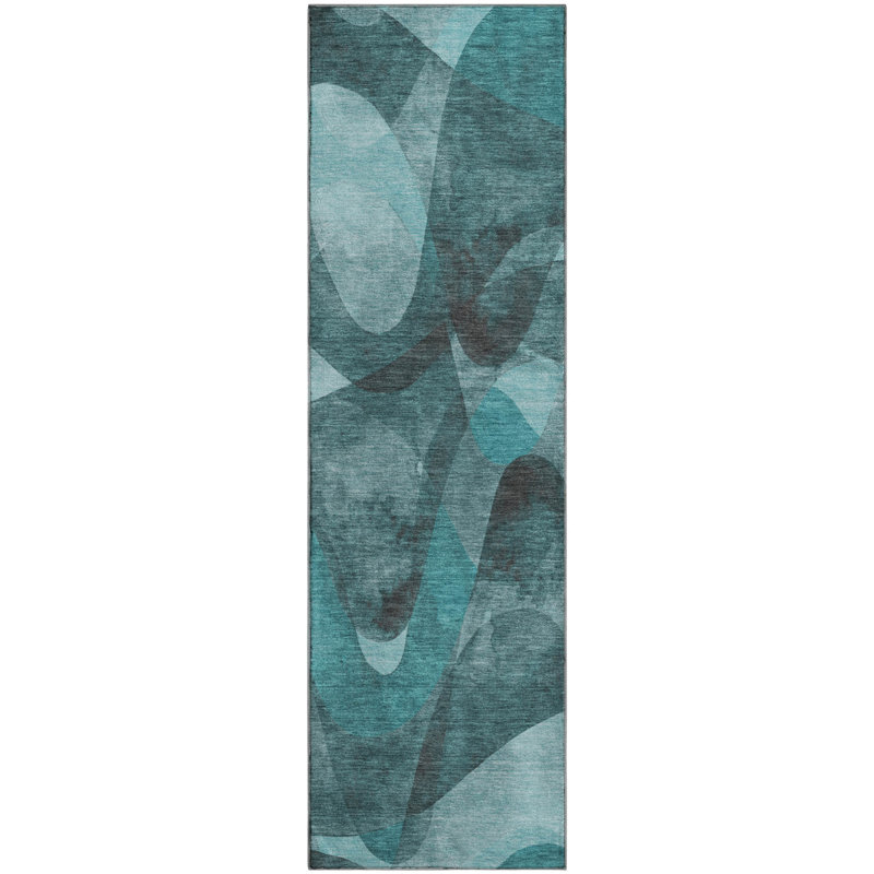 Premium Machine Washable Mayfield AMF536 Teal, Runner 2'3" x 7'6"