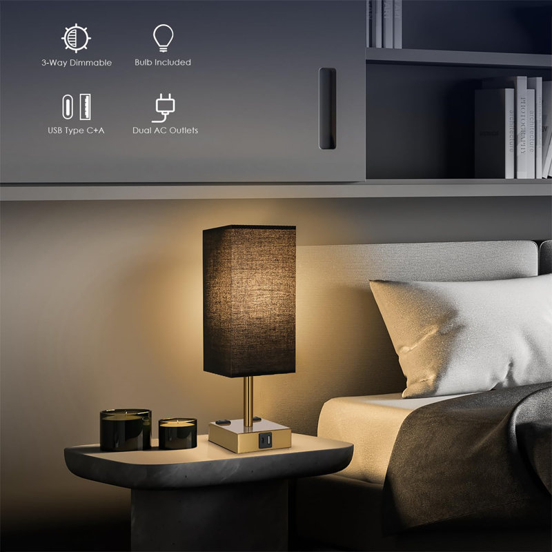 Lampe de chevet pour chambre à coucher, Doré, Noir, noir, noir, noir
