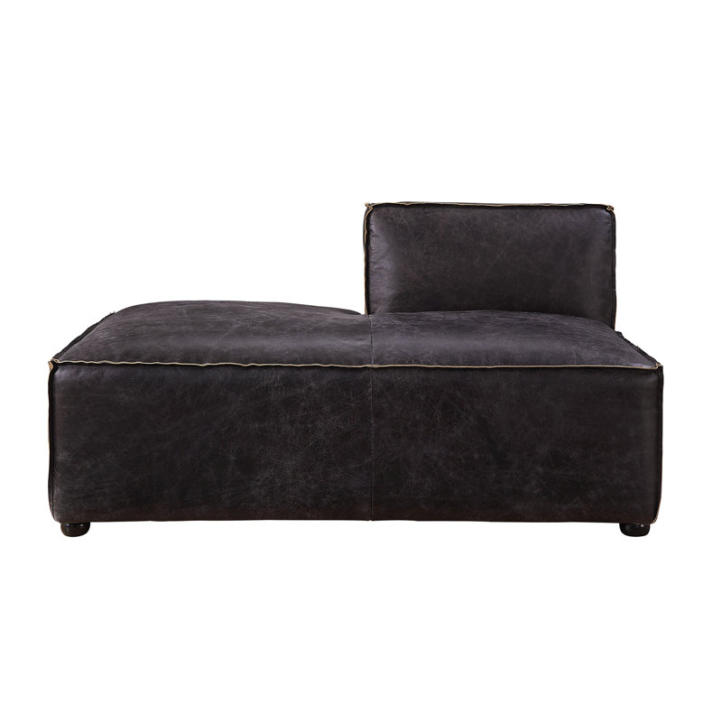 Méridienne Quamine, Antique Slate Genuine Leather