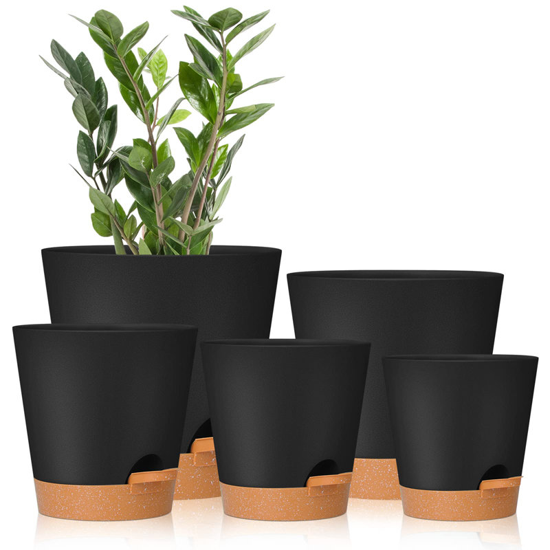 Plant Pots with Drainage Hole, Black
