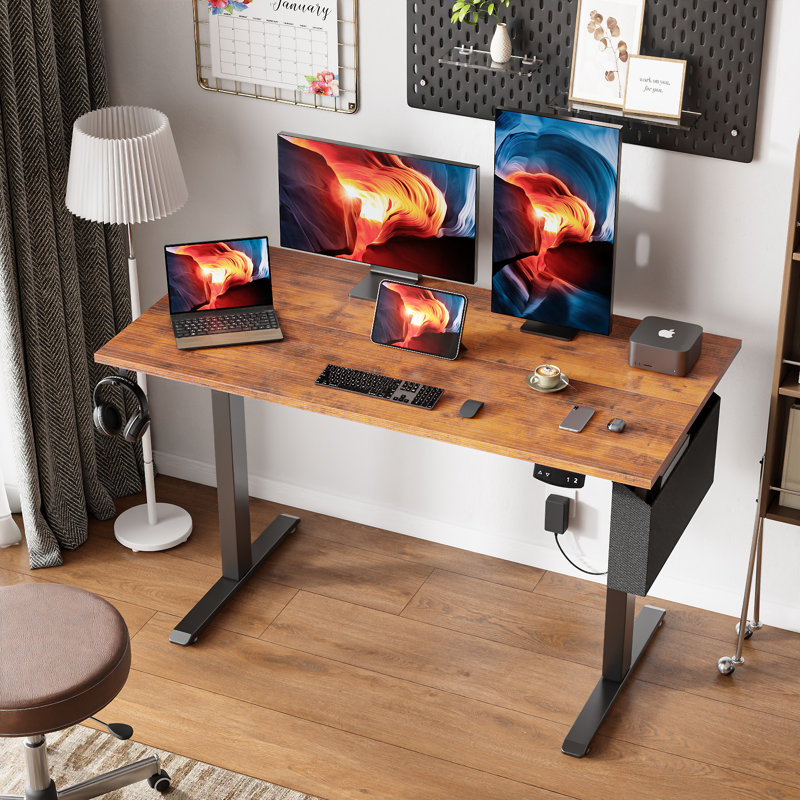 Bureaux debout et réglables en hauteur, Brun / Noir, H 47,2 po x l 47,2 po x P 23,6 po