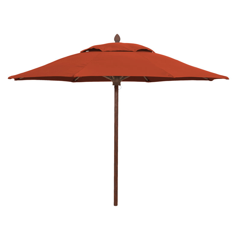 Parasol de marché 9 pi Prestige, Sunbrella® terre cuite, Teck vieilli