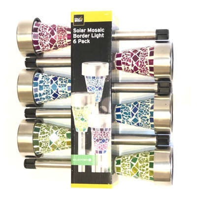Multi Colored Solar Powered Integrated LED Glass Pathway Light Pack
