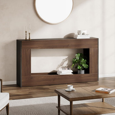 63" Long Wood Console Table With Storage Shelf For Entryway