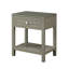 Table de chevet en bois taupe 23 po avec plateau en verre et tiroir Dylan