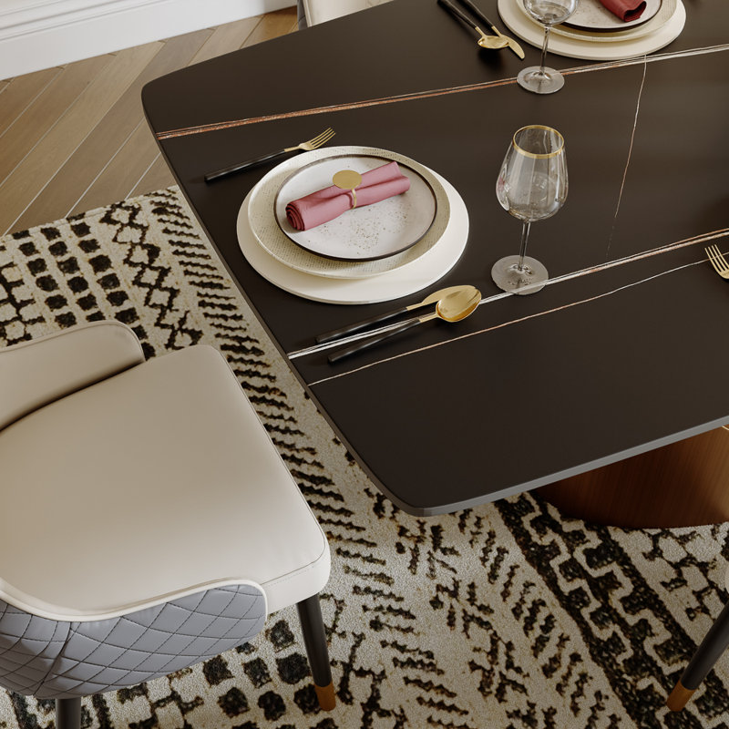 Ensemble de table de salle à manger pour 6 personnes HOBART, Noir, H 30,7 po x L 78,74 po x l 39,37 po, Bronze