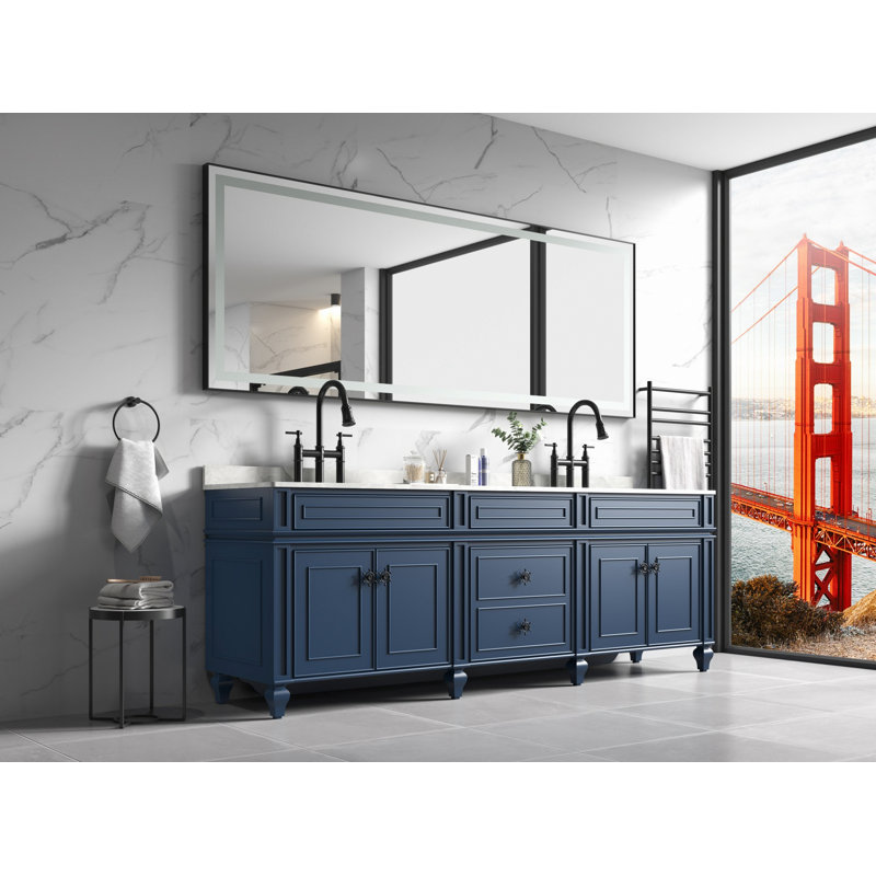 Miroir de meuble-lavabo simple à DEL, miroir de meuble-lavabo à DEL avec 3 lumières de couleur pour mur de salle de bain