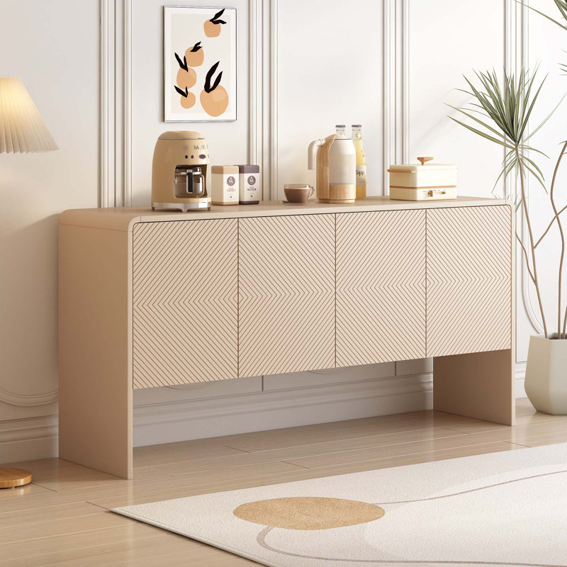 60"L Large Storage Space Sideboard, Apricot Cream