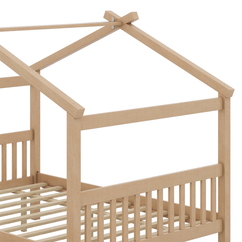 Lit en bois avec couchette, Naturel