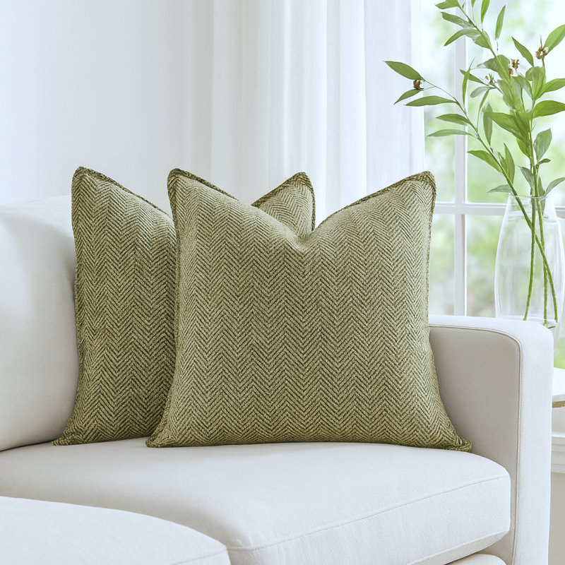 Housses de coussin Chevron , Vert sauge, H 20 po x l 20 po, Polyfill