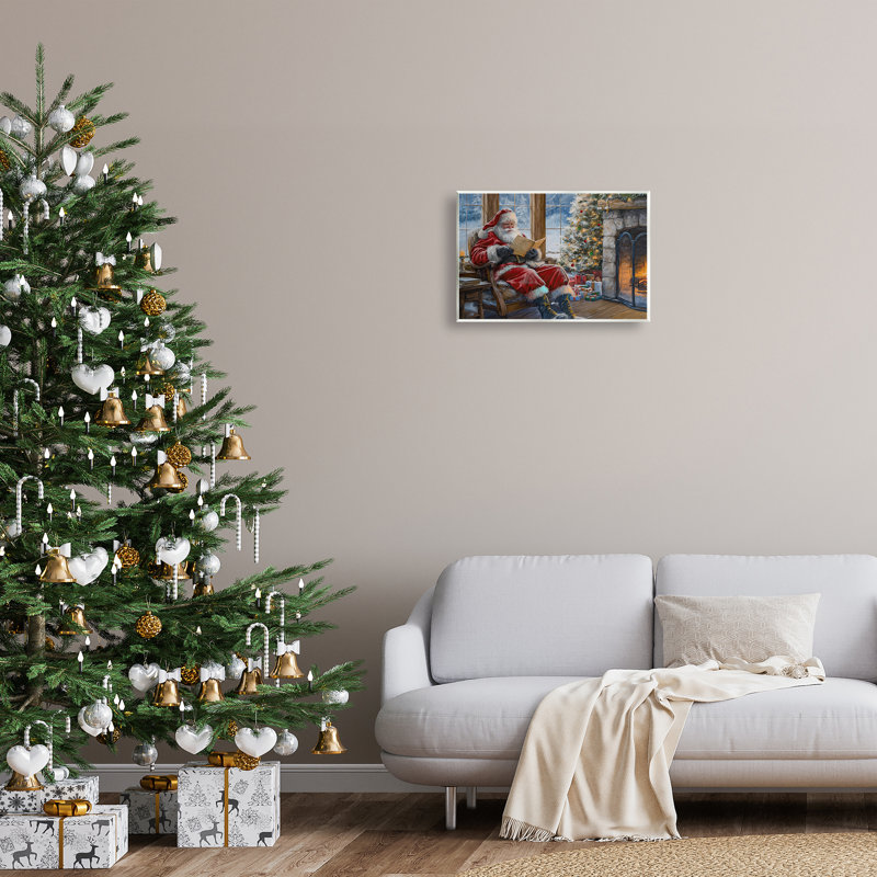 Père Noël lisant par Fire Canvas par Imagine It Images, H 13 po x l 19 po