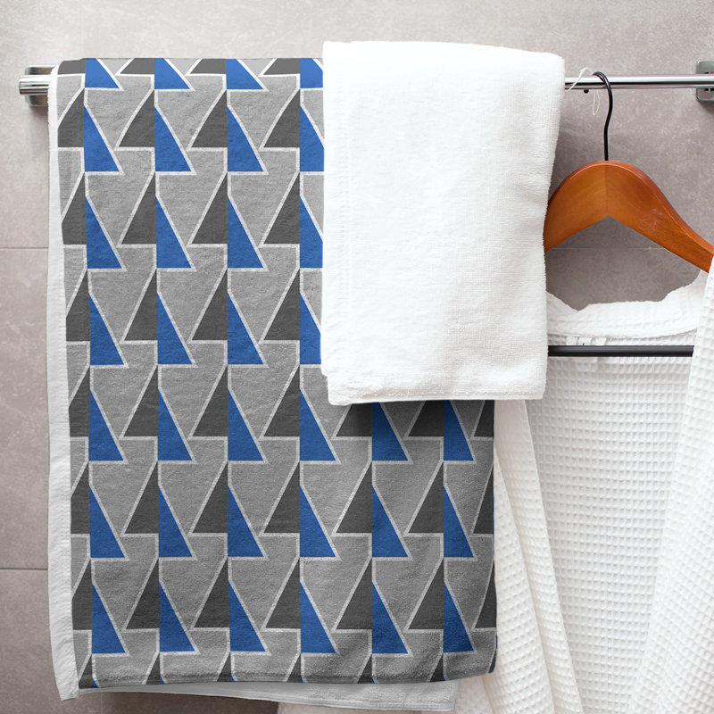 Serviette de bain Jordao, Bleu marine / Gris / Noir
