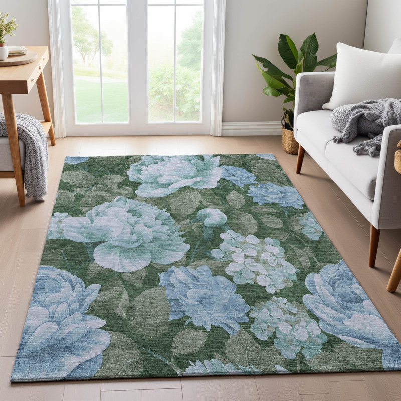 Premium Machine Washable Harjo AMF1561 Floral Rug, Rectangle 5' x 7'6"