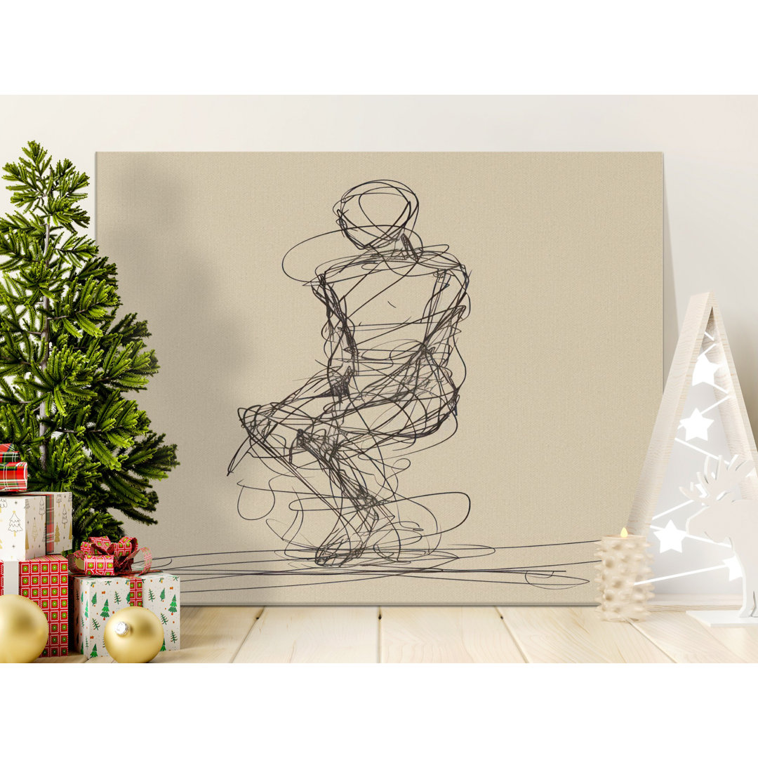 Abstract Figure Line Art Canvas Print, Modern Minimalist Wall Art, Expressive Human Form Sketch Art Decor for Contemporary Homes