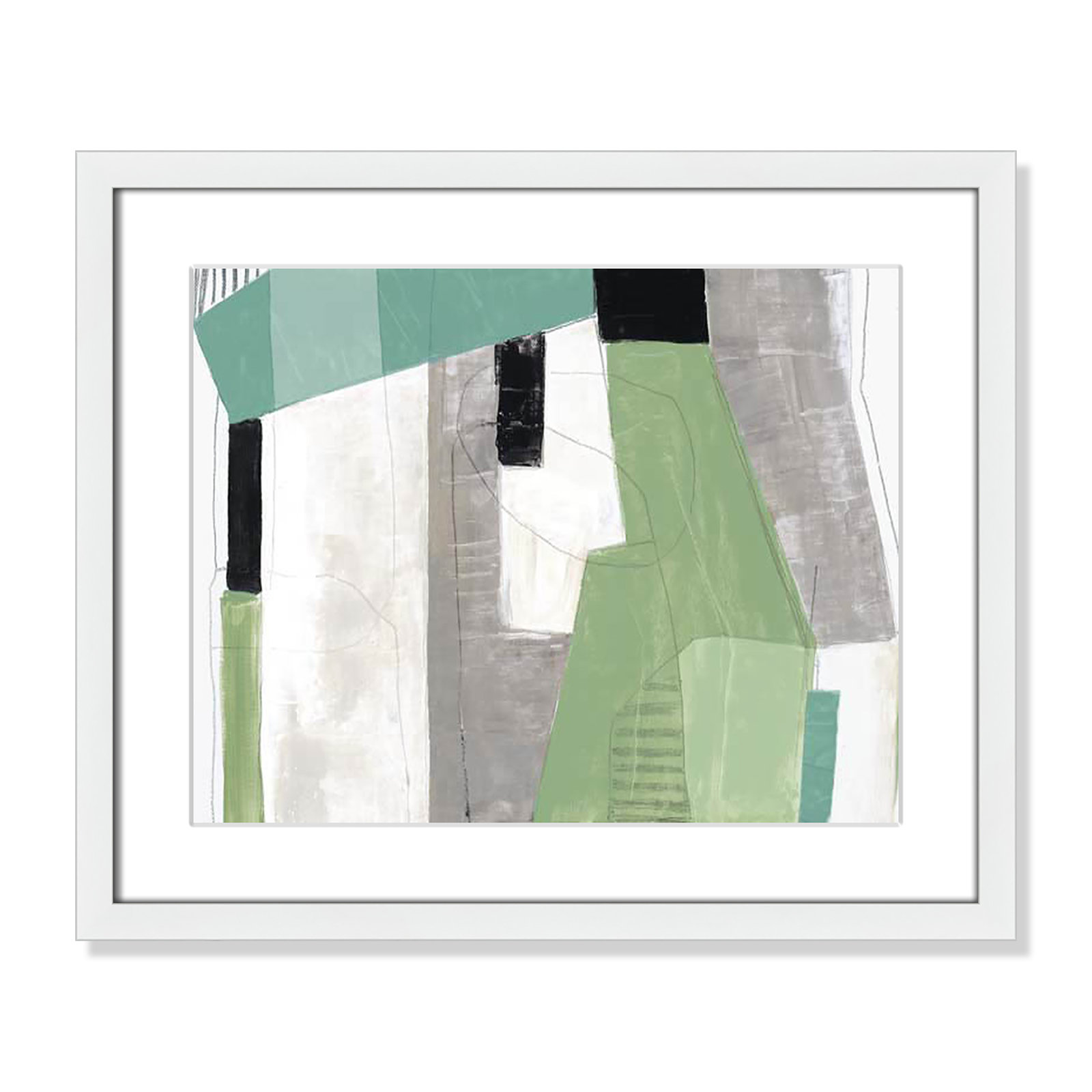 Evergreen Essence Print, 16" H x 19" W x 1.25" D, White Box Frame - Matted Fine Art Paper Print, White