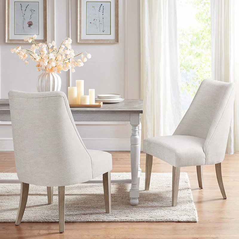 Ensemble de chaises de salle à manger rembourrées en polyester avec dossier rembourré, pieds en bois