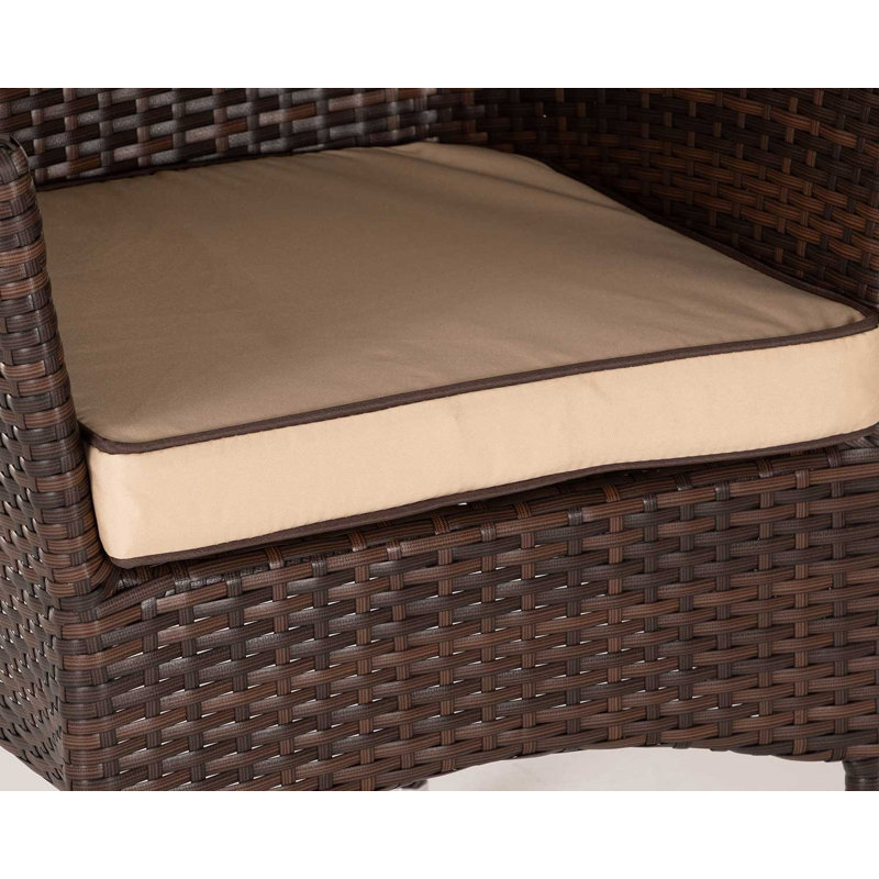 Copenhaver Patio Dining Set with Rectangular Table , Cushions Included, Chocolate/Cream