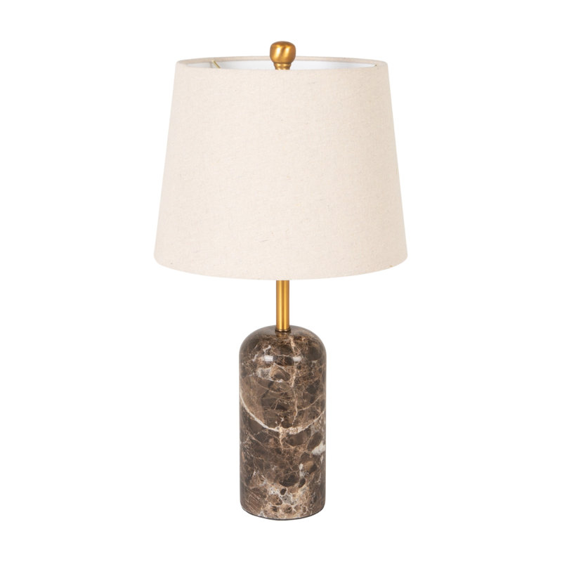 Lampe de table colonne en marbre avec abat-jour en lin
