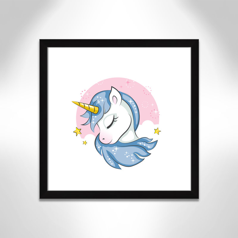 Impression sur papier Sparkly Unicorn, H 22,5 po x l 22,5 po x P 0,6 po, Encadré plat noir