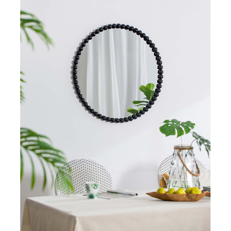 Miroir circulaire avec cadre perlé en métal