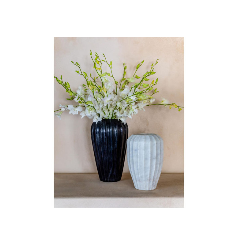 Flora Handmade Marble Table Vase, 13" H x 8" W x 8" D