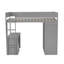 Lit mezzanine en bois gris avec garde-robe, bureau à 2 tiroirs et armoire-5243381