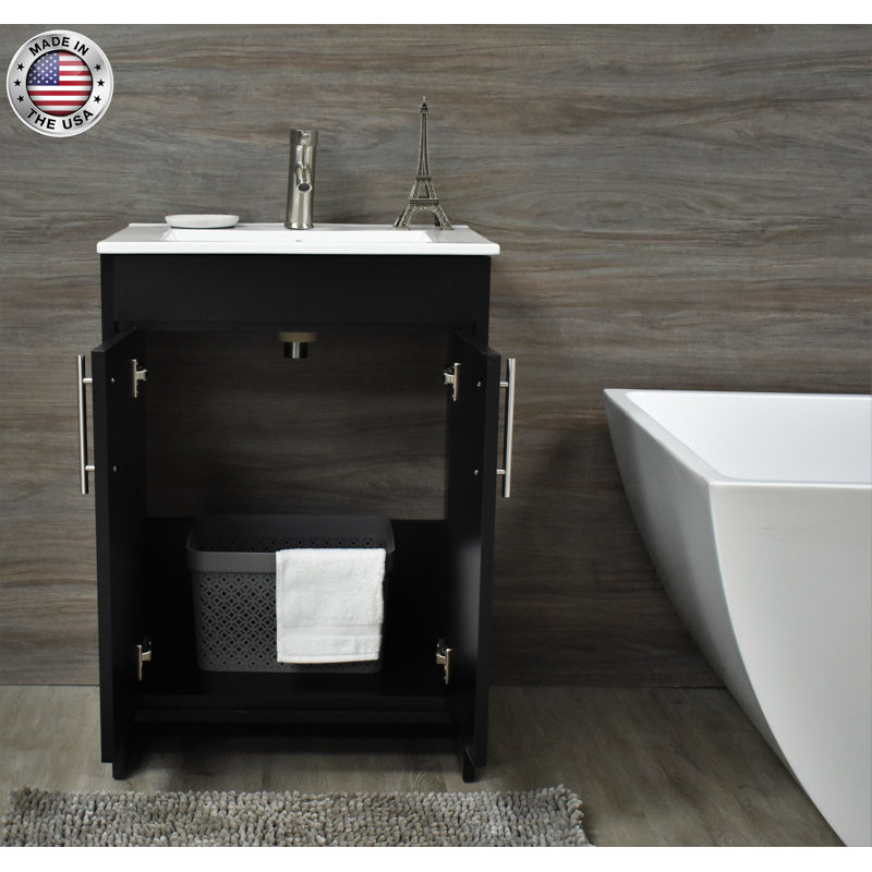 Ensemble de meuble-lavabo simple 24 po Amrooti, Noir