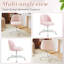 Modern Teddy Fleece Desk Chair Ergonomic Vanity Chair Small Office Chair with Wheels for Home Office-493346646