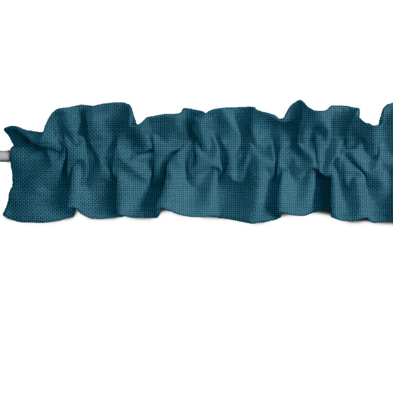 Ruffled Window Valance, 144" W x 9" L, Dark Turquoise
