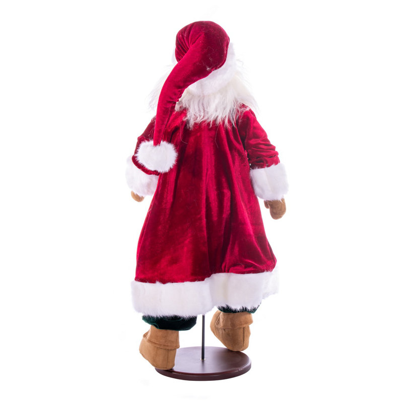 La poupée de père Noël en velours écossais rouge de 28 po avec support Holiday Aisle®. Ce père Noël a des lunettes, le support est amovible.