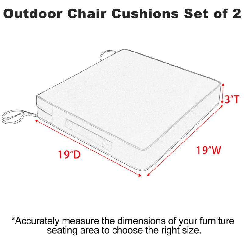 Patio Chair Cushions 19 X 19 X 3 Inch Waterproof Outdoor Seat Cushions, Navy Blue