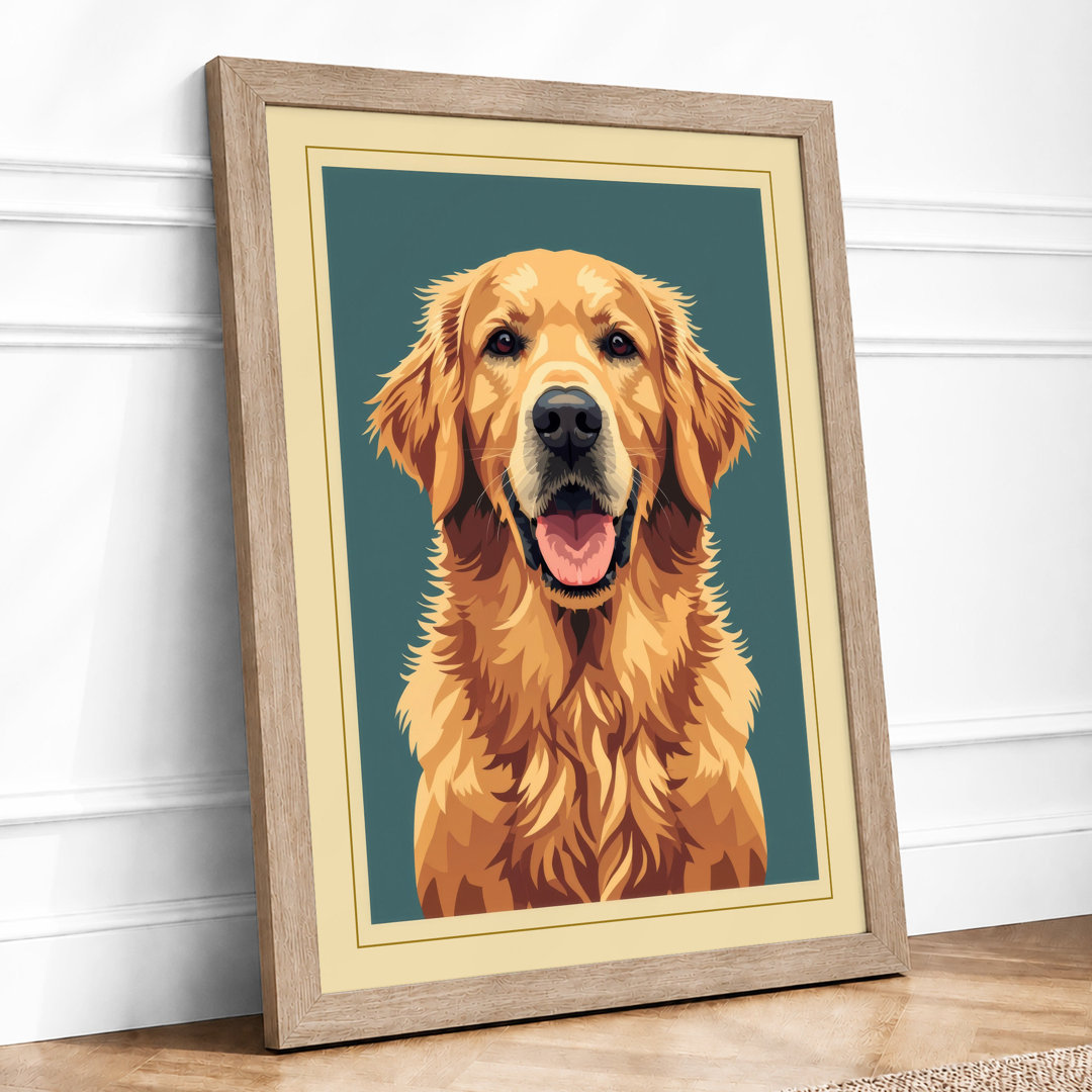 Golden Retriever Portrait Modern - Framed Print