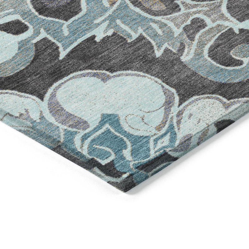 Machine Washable Indoor/Outdoor Xhevrie Teal Rug, Rectangle 2 pi 6 po x 3 pi 10 po
