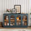 Buffet 57,72 "avec rangement, buffet en bois à 4 portes avec tablettes réglables pour la salle à manger et le salon-417713782