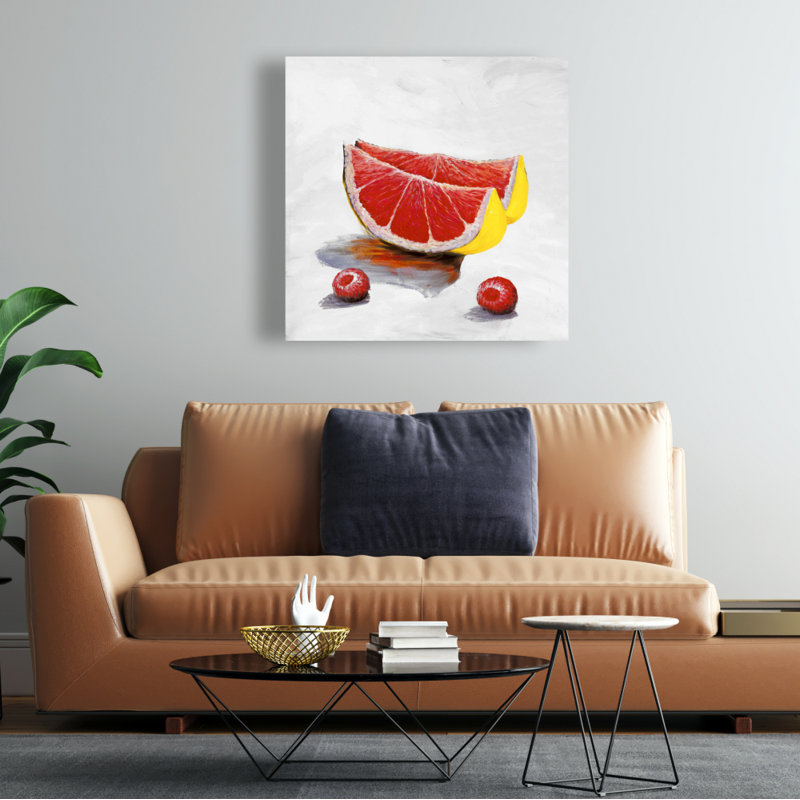 Yellow Grapefruit Slices Canvas - Modern Kitchen Wall Decor