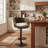 Green Adjustable Height Bar Stools With Fabric Seat Swivel Stool With Backrest For Kitchen Island, Bar, Home Pub​​-1546840794