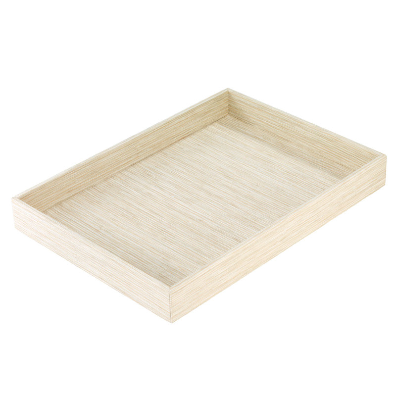 Grasscloth 100% Pthalate-free Vinyl Decorative Tray, Ecru, 18"W x 13"D x 2"H, Rectangle