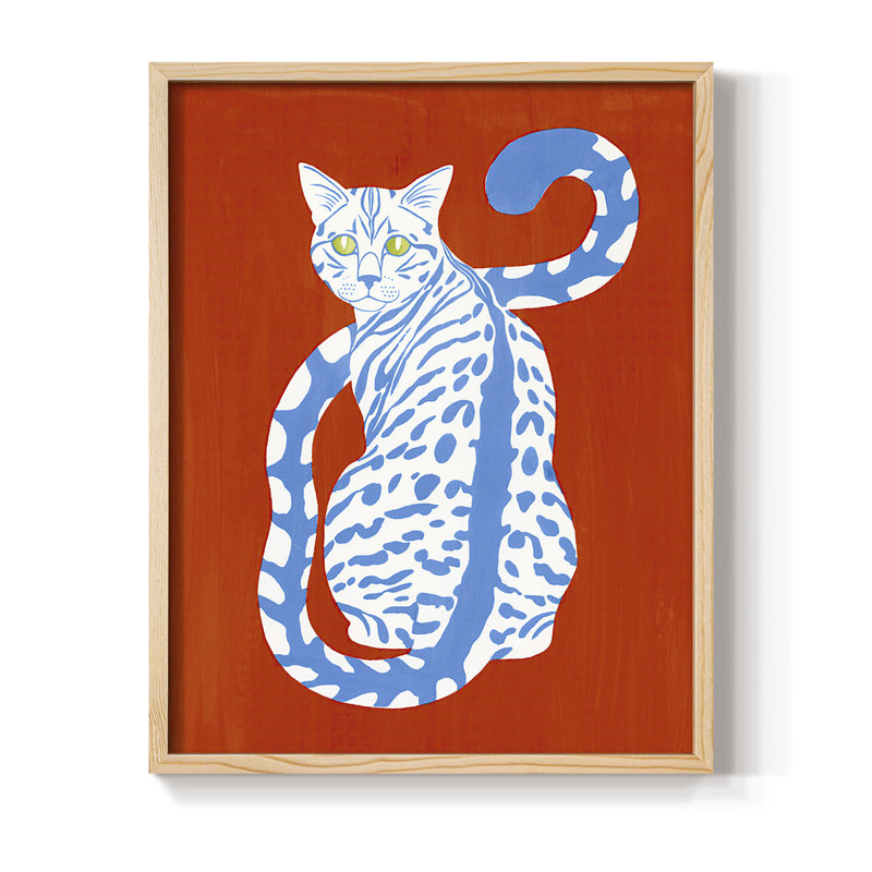 Complementary House Cat II Framed Print - Solid Wood, 21" H x 17" W
